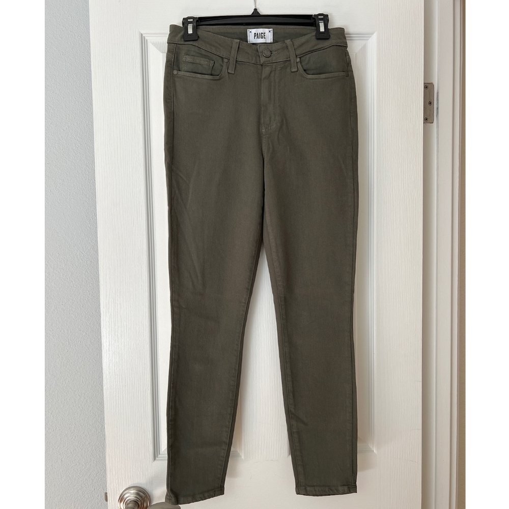 Paige Hoxton Ankle Mid Rise Jeans in Seaweed Green (olive)  28